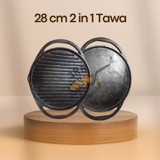 Cast iron 2 in 1 tawa